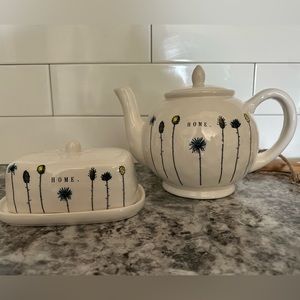 Rae Dunn Home Tea and Butter Set